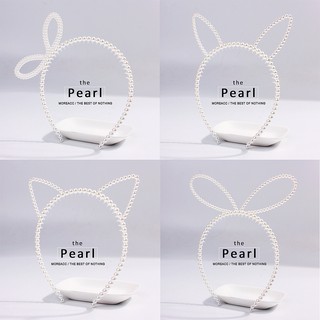 【Multiple offers】Pearl headband children cat ears diamond earrings beaded headband hairpin girl hair accessories headwear A95C