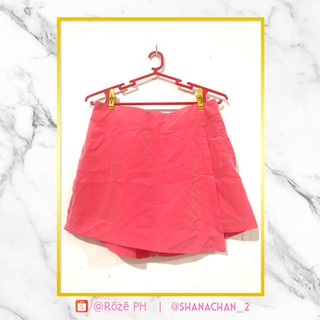 Bright Pink Plain Skort Shorts Skirt