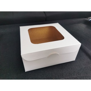 7x7x3in Reversible (Glossy White/Kraft) Pastry Box / Cake Box with Window (10pcs) - GoBetterPackCo