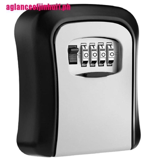 Key Lock Box Wall Mounted Aluminum Alloy Key Safe 4-digit Password Storage Box