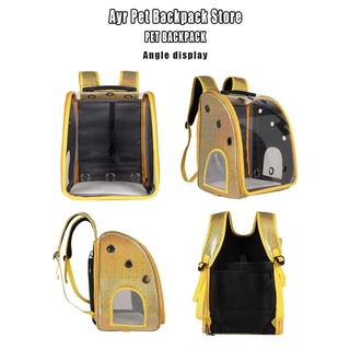 (COD) Panoramic Outdoor Pet Travel Double Backpack Cat Dog Pet Box Pet Supplies Travel Fashion Pet (6)