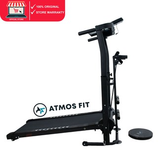 Atmos Fit Power run 3 in 1 Foldable Mechanical Treadmill Doubles as Sit-Up Station Resistance Pull