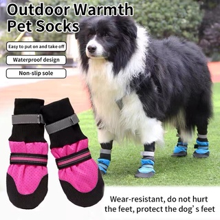 4pcs Dog Shoes Outdoor Dog High Shoes for Medium Large Dogs Waterproof Non-slip Pet Boots