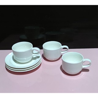 6pcs 220ml White Porcelain Cup And Saucer High Quality Porcelain Product