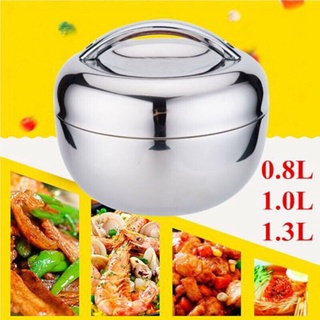 Portable Stainless Thermo Insulated Thermals Food Container Bento Round Lunch Box Free Lunch Box