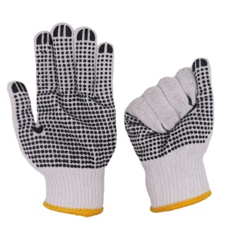 Dotted Rubber Gloves Cotton Dot Glove Construction Safety Black D-008（1Dozen）