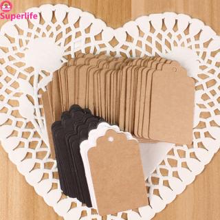 *Superlife*100Pcs Kraft Paper Wedding Hang Tag Gift Tags Lace Scallop Head Label