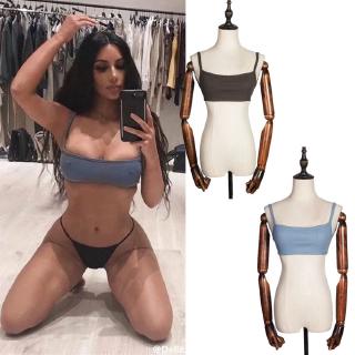 Hot! Spring and summer one-word collar body work out exercise yoga show thin solid color do old color wipe chest sling anti-walklight bottom