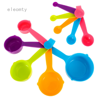 eleomty 10pcs/set Measuring Spoons Colorful Plastic Measure Spoon Useful Sugar Cake Baking Spoon Kitchen Baking Measuring Tools random color