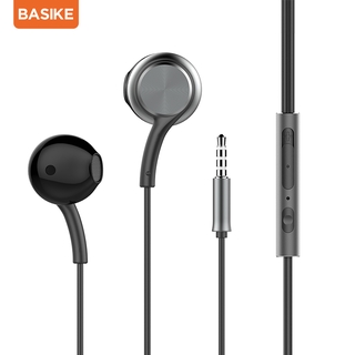 Basike Original Earphone Headset In Ear Earphones With Mic 4D Bass iPhone iOS Android Universal 3.5mm