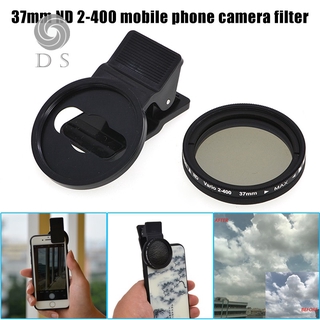 Adjustable 37mm Neutral Density Clips-on ND2-ND400 Phone Camera Filter Lens for Smartphone