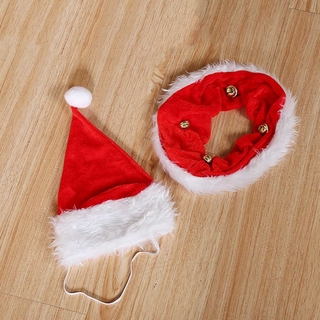2 Pcs\/Set Pet Dog Santa Claus Cat + Christmas Scarf Pet Christmas Hat Teddy Dog Christmas Caps Xmas Pet Hat Costume (5)