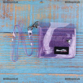 WillBegold Bling Transparent ID Card Wallet PVC Folding Lanyard Glitter Business Card Purse (3)