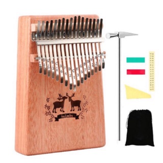 Kalimba ELK 17 Keys Thumb Piano and Tune Hammer, Portable Mahogany Body Finger Piano Kit Deer Deigh