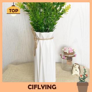 Origami Plastic Vase White Imitation Ceramic Flowerpot Flower Basket L&6 (1)
