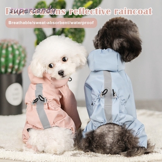Autumn and Winter Dog Clothes Waterproof Mesh Breathable Sweat-absorbent Reflective Pet Raincoat for Puppy Cat Dog