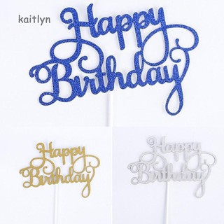 Kaitlyn~1Pc Happy Birthday Dessert Cake Topper Inserted Card Party Favors Decoration