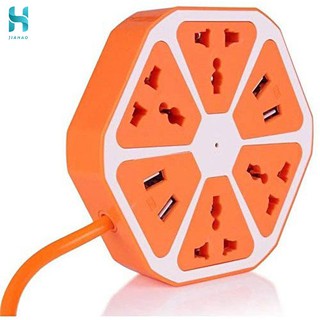 JH Heavy Duty Extension Board Hexagon Electrical Extension Cord Power Socket 4-USB
