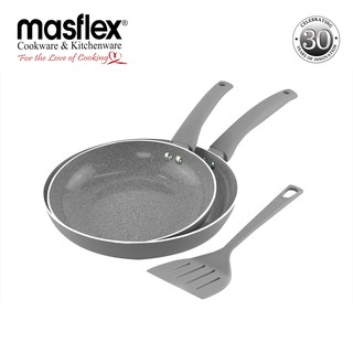 "Masflex 3 Piece Green Frypan Set in (Induction Ready - Suitable for all Stovetops) Healthy Quality