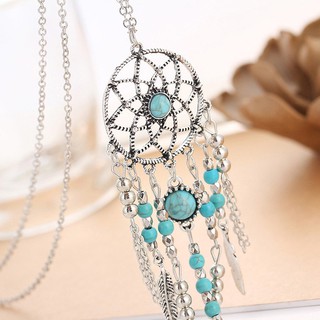 Dreamcatcher With Feather Ethnic Long Necklace Vintage