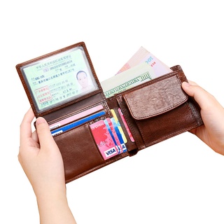2021 Classic Men's Wallets Vintage Genuine Leather Wallet RFID Anti Theft Short Fold Business Card 0