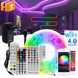 Led Strip Light 5M 10M 15M 20M RGB Strip Light SMD5050 Waterproof Light Flexible Diode Tape Ribbon Fairy Lights with WiFi Music Bluetooth Controller + Power Adapter for Home Wall Room Christmas Decor