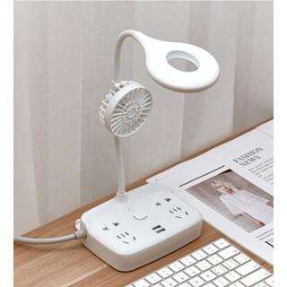 MINI912 Portable Mini Electric Fan Power Strip with Switch Fan Table Lamp(FAN/LAMP/SOCKET/USB)