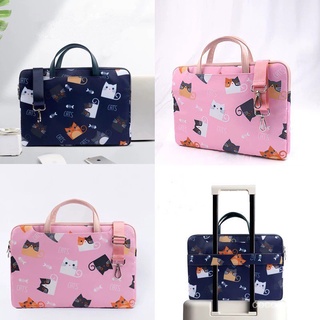 COD Ready stock Cute Cats Laptop Bag 15.6/14/13.3/12/11.6in Notebook MacBook Briefcase Handbag PC Tablet Sleeve Case Sling Bags