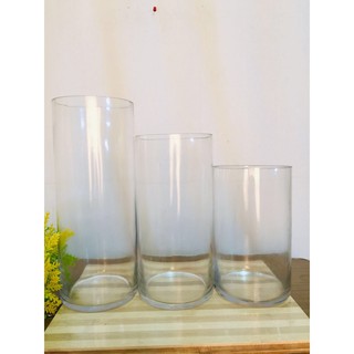 0783 CYLINDER GLASS VASE / CLEAR GLASS VASE / DECORATIVE GLASS VASE JCE (1)