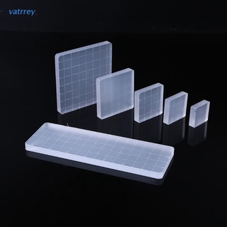 VA 6 Pieces Stamp Blocks Acrylic Clear Essential Stamping Tools Set with Grid Lines Handle for Scrapbooking Crafts