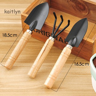 KAITLYN 3Pcs Mini Plant Garden Gardening Tools Set with Wooden Handle Rake Shovel