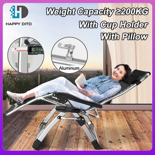 folding chair Folding bed COD wit cup holder Foldable chair out door folding relax chair with pillow
