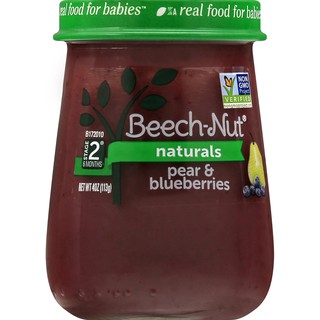 BEECH-NUT NATURALS STAGE 2, PEAR & BLUEBERRIES BABY FOOD, 4 OZ JAR