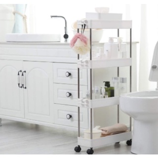 HAPPY "4 Layer Moving Rack Kitchen Storage Shelf/Home Bedroom Bathroom Organizer Trolley"