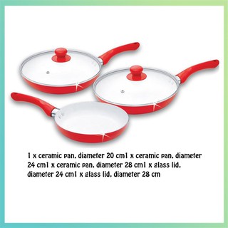 【Available】Ceramic Pan 5-piece Set - (Red)