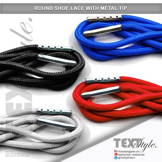 men☑☄Textstyle Round Shoe Lace Flat Shoelace for Shoes and Shorts with Metal Tip 147cm Length - 1 Pa