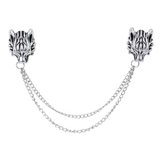 Fashion Chain Pins Men Jewelry Gift Pins Wolf Head Brooch