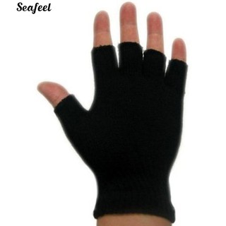 【COD】Adults Half Finger Gloves Plain Knitted Fingerless Winter Warm Mittens