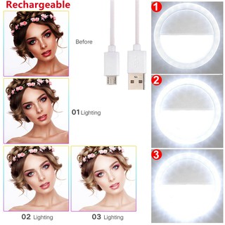 Licer Selfie Led Ring Light 3 Modes Dimming Rechargeable Clip-on Adjustable Phone Camera Fill Light For Phone Selfie Youtube Self-timer Video Live (4)