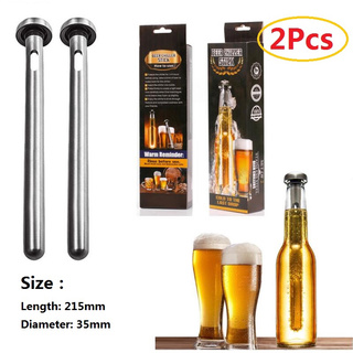 2Pcs Big Vents Stainless Steel Beer Chiller Chill Sticks Wine and Beverage Coolers