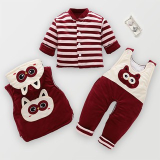 ✵❄Baby winter coat suit thickened 1 year old male newborn clothes autumn and three-piece 3-6 months
