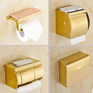 Stainless Steel Bathroom Paper Phone Holder with Shelf Bathroom Gold Towel Rack Toilet Paper Holder Tissue Boxes
