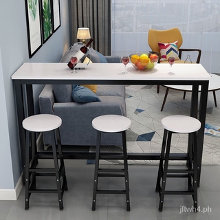 The Wall Bar Counter High table, long table, narrow table Household Window Table Long Table Milk Tea Shop Tall Bar Table and Chair Combination Long Table Iron Wooden