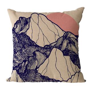 20 styles Office cotton and linen car cushion cover pillow color day mountain painting single-sided printing (3)
