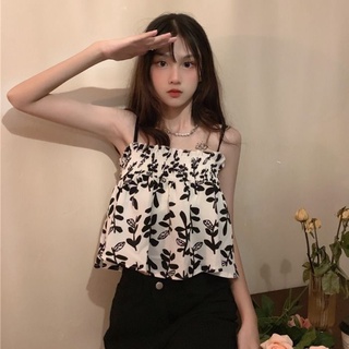 Women's jacket vest with summer thin inside and outside wear 2021 new French style small fresh sweet and spicy short floral small sling