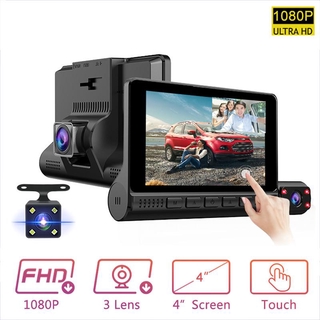 4" LCD Dash Cam Car DVR 24h Parking Monitor 1080P Night Vision Dashcam Auto Video Recorder with 720P Rear Camera 3 Lens G-Sensor