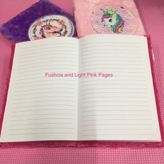 cute unicorn reversable sequins fur notebook (6)