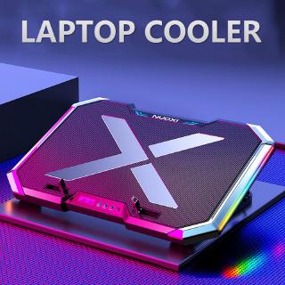 【2021 NEW】ORIGINAL NUOXI Gaming Laptop Cooler Six Fan Led Screen Two USB Port RGB Lighting Laptop Cooling Pad Notebook Stand for Laptop 12-17 Inch