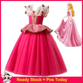 Sleeping Beauty Princess Aurora Dress up Party Costume Cosplay Long Dress Halloween Costume for Kids