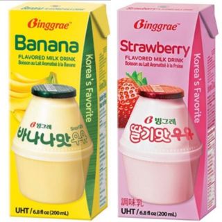 Binggrae Banana, Melon, Strawberry, Lychee & Peach Flavored Milk Drink 200g